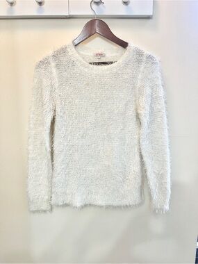 Cozy White Fuzzy Crewneck Sweater - Women